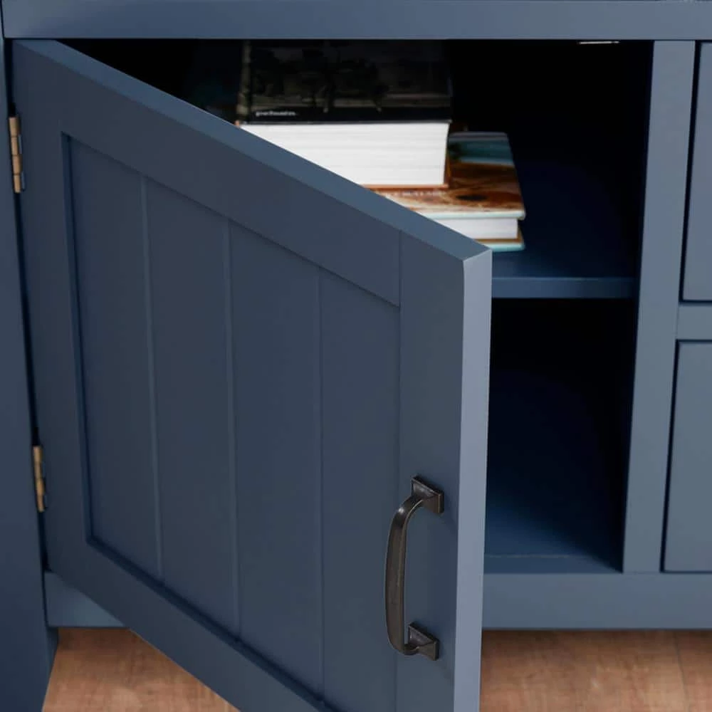 Home Decorators Collection Whitford Steel Blue Wood TV Stand with Two Doors and Two Drawers (58 in. W x 30 in. H) 7 Home Decorators Collection Whitford Steel Blue Wood TV Stand with Two Doors and Two Drawers (58 in. W x 30 in. H) - Image 5