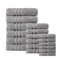 Home Decorators Collection Micro Cotton 18-Piece Bath Towel Set in Stone Gray