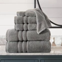 Home Decorators Collection Micro Cotton 18-Piece Bath Towel Set in Stone Gray -Home Decorators Soldes stone gray home decorators collection bath towels 18 pc stone gray 77 1000
