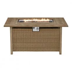 Home Decorators Collection Anaheim 49 in. x 25 in. Aluminum and Stainless Steel Tan Gas Fire Pit with Wood-Look tile Top -Home Decorators Soldes tan home decorators collection gas fire pits 2388fp 2 d4 1000