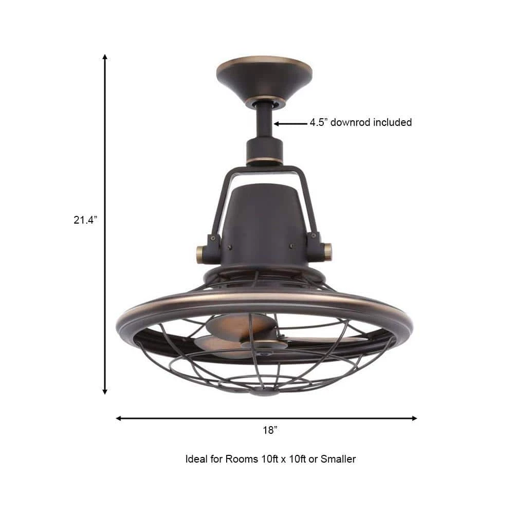 Home Decorators Collection Bentley II 18 in. Indoor/Outdoor Tarnished Bronze Oscillating Ceiling Fan with Wall Control 6 Home Decorators Collection Bentley II 18 in. Indoor/Outdoor Tarnished Bronze Oscillating Ceiling Fan with Wall Control - Image 4