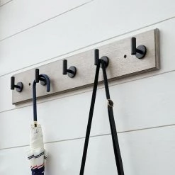 Home Decorators Collection Textured Coastal Oak 18 in. Hook Rack with 5 Matte Black Single Post Hooks 9 Home Decorators Collection Textured Coastal Oak 18 in. Hook Rack with 5 Matte Black Single Post Hooks -Home Decorators Soldes textured oak home decorators collection hooks 64081 4f 1000