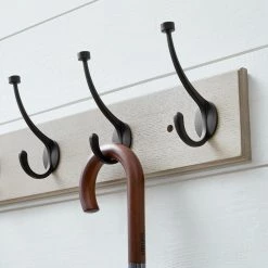 Home Decorators Collection Chiffon Lace 27 in. Textured Oak Hook Rack with 5 Matte Black Pill Top Hooks -Home Decorators Soldes textured oak home decorators collection hooks 64111 1f 1000