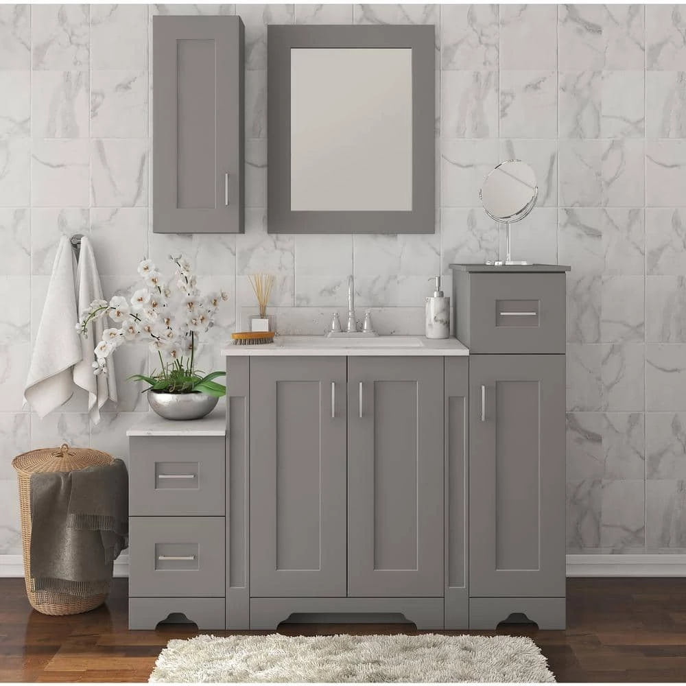 Home Decorators Collection Hawthorne Assembled 13 in. W x 44-13/16 in. H x 22 in. D Bath Mid Auxiliary Cabinet in Twilight Gray 14 Home Decorators Collection Hawthorne Assembled 13 in. W x 44-13/16 in. H x 22 in. D Bath Mid Auxiliary Cabinet in Twilight Gray - Image 12