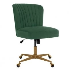 Home Decorators Collection Azria Verdite Green Velvet Office Chair with Brass Wheeled Base -Home Decorators Soldes verdite green home decorators collection task chairs 123 66 1000