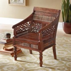 Home Decorators Collection Maharaja Walnut Wood Hand-Carved Arm Chair -Home Decorators Soldes walnut home decorators collection accent chairs 0105900950 31 1000