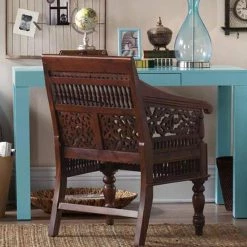 Home Decorators Collection Maharaja Walnut Wood Hand-Carved Arm Chair -Home Decorators Soldes walnut home decorators collection accent chairs 0105900950 44 1000
