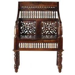 Home Decorators Collection Maharaja Walnut Wood Hand-Carved Arm Chair