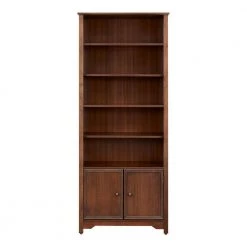 Home Decorators Collection Bradstone 72.28 in. Walnut Open Bookcase with 2 Doors