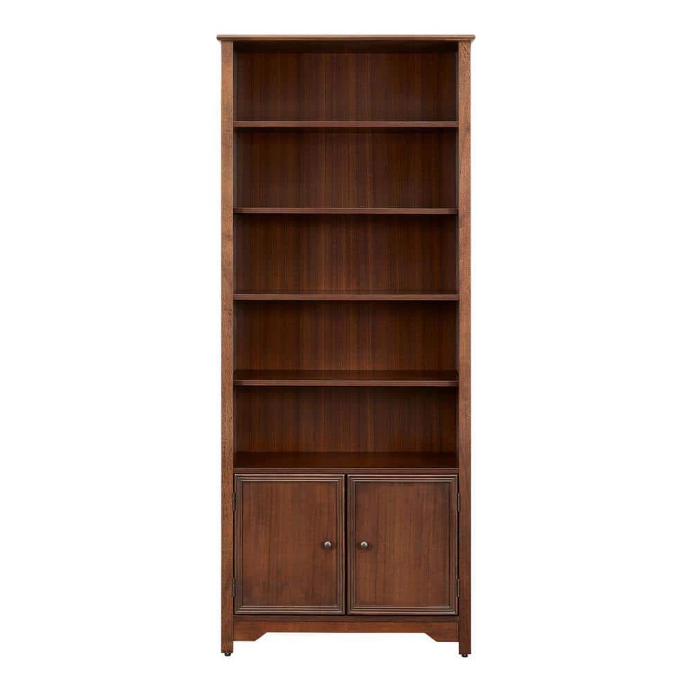 Home Decorators Collection Bradstone 72.28 in. Walnut Open Bookcase with 2 Doors 3 Home Decorators Collection Bradstone 72.28 in. Walnut Open Bookcase with 2 Doors