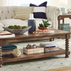 Home Decorators Collection Glenmore 54 in. Walnut Large Rectangle Wood Coffee Table with Detailed Legs -Home Decorators Soldes walnut home decorators collection coffee tables cac 108 ct lw 1f 1000