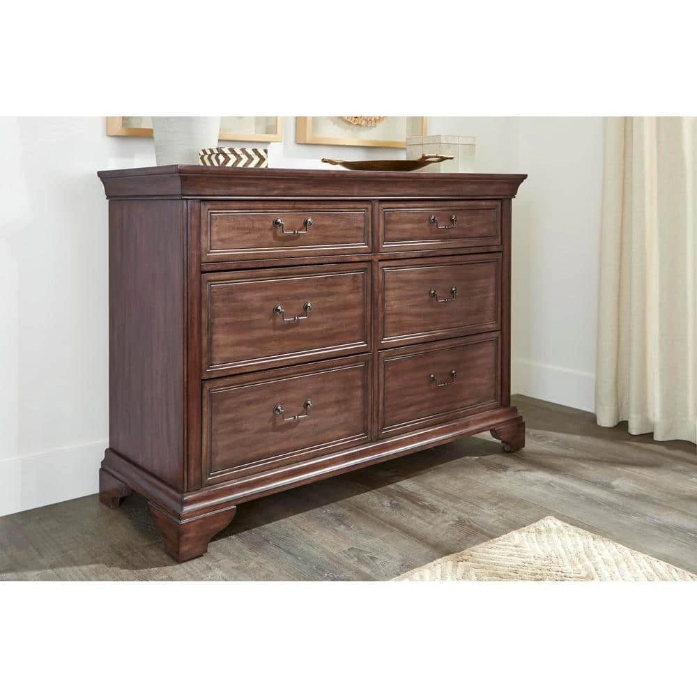 Home Decorators Collection Beckford Walnut Finish 6 Drawer Dresser (54 in W. X 36 in H.) 5 Home Decorators Collection Beckford Walnut Finish 6 Drawer Dresser (54 in W. X 36 in H.) - Image 3