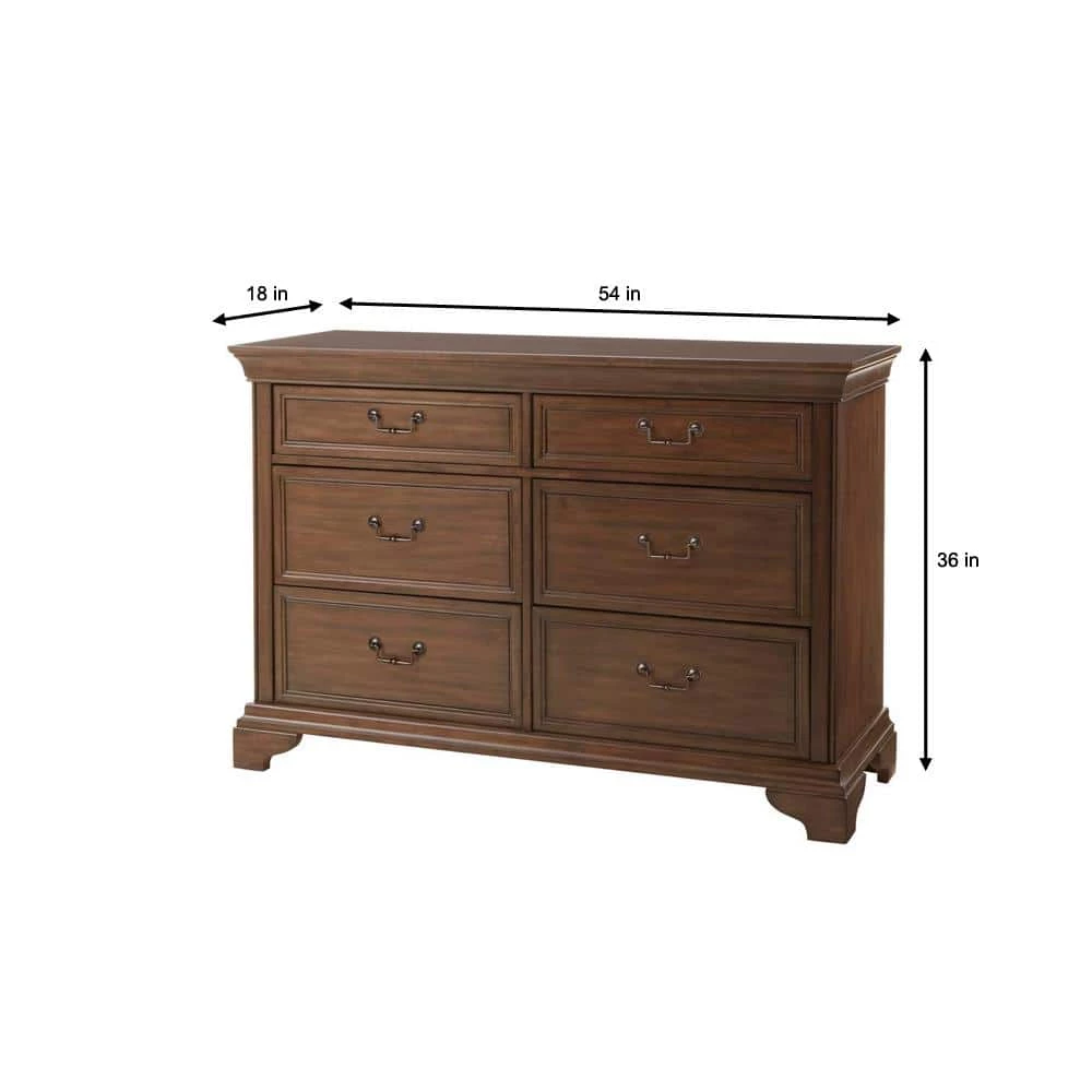 Home Decorators Collection Beckford Walnut Finish 6 Drawer Dresser (54 in W. X 36 in H.) 4 Home Decorators Collection Beckford Walnut Finish 6 Drawer Dresser (54 in W. X 36 in H.) - Image 2