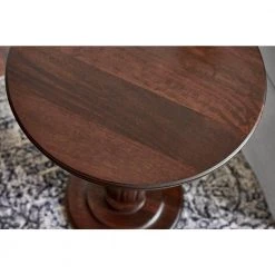 Home Decorators Collection Round Walnut Finish Wood Accent Table with Detailed Pedestal (16 in. W x 21.5 in. H) -Home Decorators Soldes walnut home decorators collection end side tables acb 2609 106 1d 1000