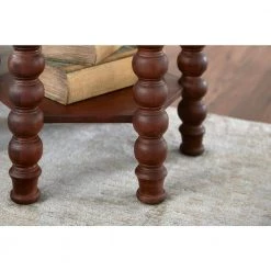 Home Decorators Collection Castine Hexagonal Walnut Finish Wood End Table with Detailed Legs (22 in. W x 24 in. H) -Home Decorators Soldes walnut home decorators collection end side tables cac 104 lt lw 1d 1000