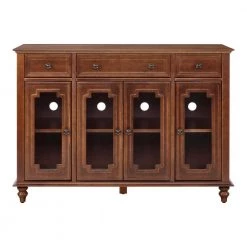 Home Decorators Collection Harriston Walnut Solid Wood Glass Door Buffet