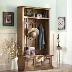 Home Decorators Collection Shutter Weathered Oak 42" W Hall Tree with Drawers -Home Decorators Soldes weathered oak home decorators collection hall trees 1157310930 31 1000