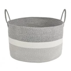 Home Decorators Collection Round Cotton Rope Gray Striped Storage Basket 11 Home Decorators Collection Round Cotton Rope Gray Striped Storage Basket -Home Decorators Soldes white and gray home decorators collection storage baskets jy7162hdb 4f 1000