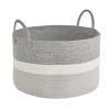 Home Decorators Collection Round Cotton Rope Gray Striped Storage Basket -Home Decorators Soldes white and gray home decorators collection storage baskets jy7162hdb 64 1000