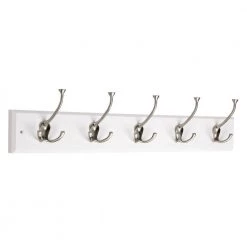Home Decorators Collection 27 in. White and Satin Nickel Tri-Hook Rack