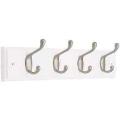 Home Decorators Collection 18 in. White and Satin Nickel Heavy-Duty Hook Rack