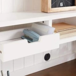 Home Decorators Collection 48 in. Rectangular White/Haze 5 Drawer Writing Desk with Solid Wood Material -Home Decorators Soldes white haze home decorators collection writing desks sk19346ar2 w 1d 1000