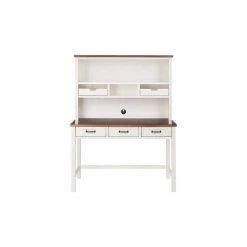 Home Decorators Collection 48 in. Rectangular White/Haze 5 Drawer Writing Desk with Solid Wood Material