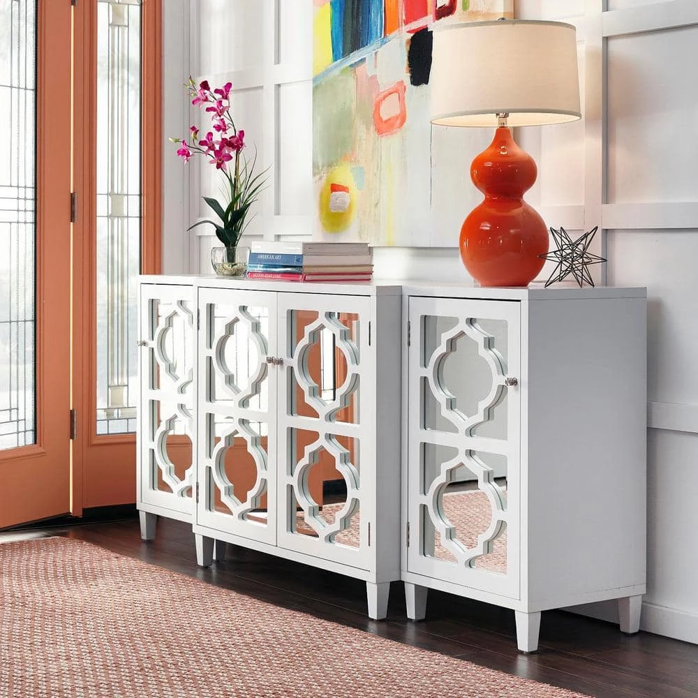 Home Decorators Collection Reflections White Mirrored Console Table 8 Home Decorators Collection Reflections White Mirrored Console Table - Image 7