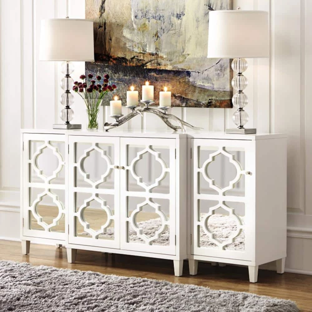 Home Decorators Collection Reflections White Mirrored Console Table 5 Home Decorators Collection Reflections White Mirrored Console Table - Image 4