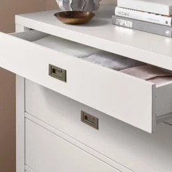 Home Decorators Collection Calden Bright White 5-Drawer Chest of Drawers (49 in. H x 40 in. W x 20 in. D) -Home Decorators Soldes white home decorators collection chest of drawers campaign chest a0 1000