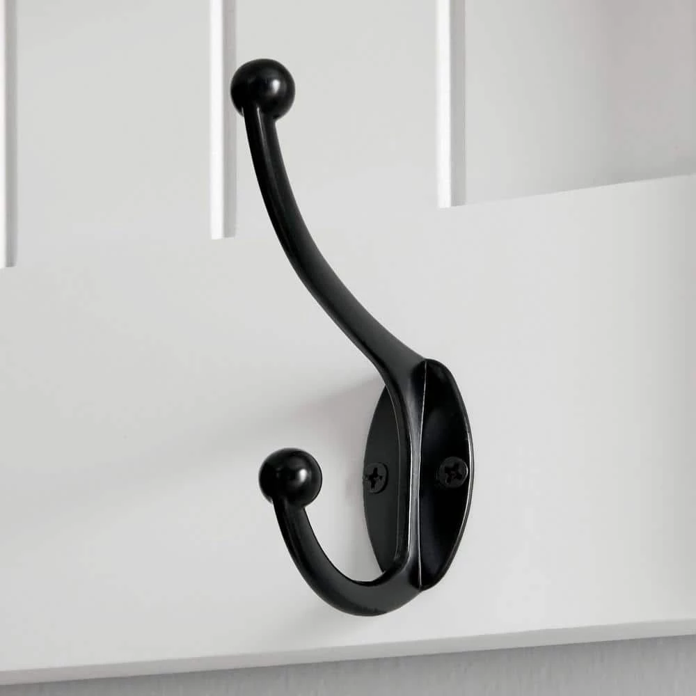 Home Decorators Collection 24 in. H x 24 in. W x 13.4 in. D White Shiplap Floating Decorative Cubby Corner Wall Shelf with Hooks 7 Home Decorators Collection 24 in. H x 24 in. W x 13.4 in. D White Shiplap Floating Decorative Cubby Corner Wall Shelf with Hooks - Image 5