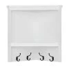 Home Decorators Collection 24 in. H x 24 in. W x 13.4 in. D White Shiplap Floating Decorative Cubby Corner Wall Shelf with Hooks -Home Decorators Soldes white home decorators collection decorative shelving 20mje2086 64 1000