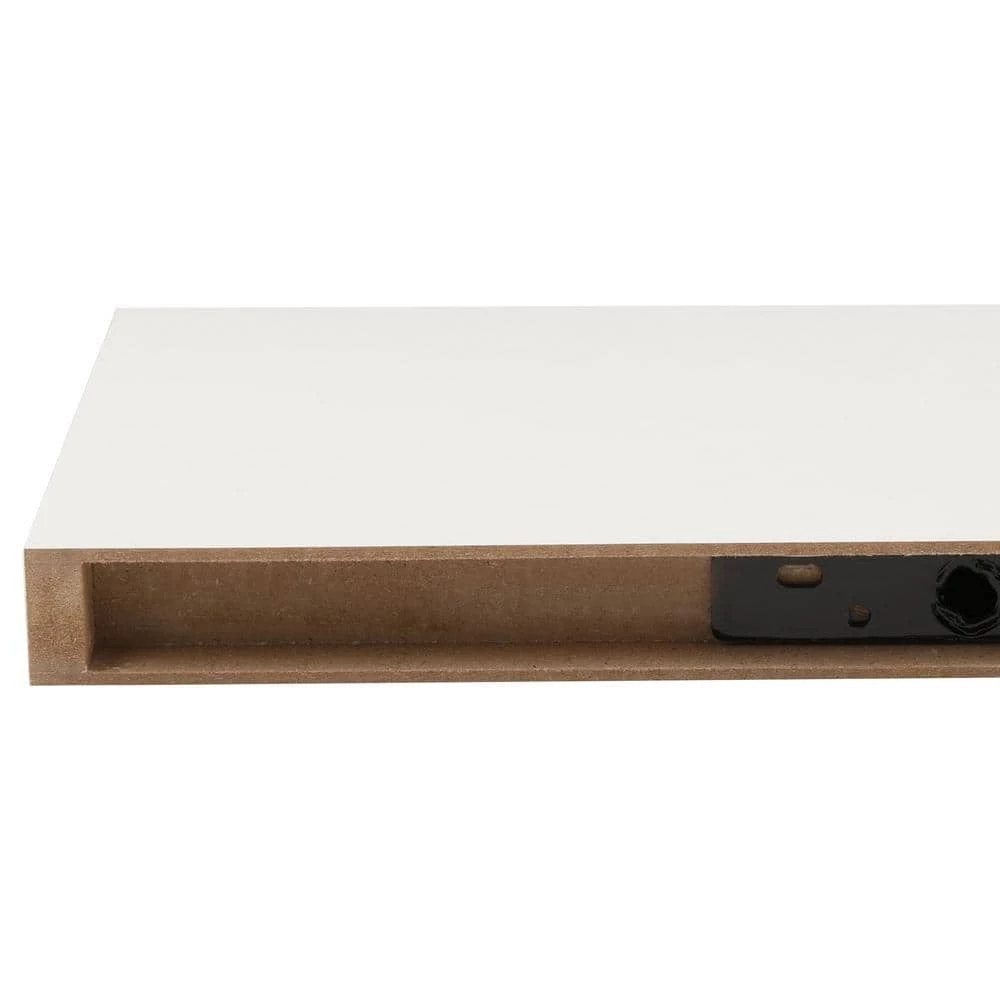 Home Decorators Collection 8 in. D x 36 in. L x 1-1/4 in. H White Slim Shelf 5 Home Decorators Collection 8 in. D x 36 in. L x 1-1/4 in. H White Slim Shelf - Image 3