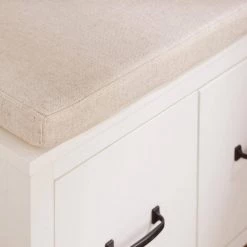 Home Decorators Collection Whitford White Wood Entryway Bench with Cushion and Concealed Storage (38 in. W x 19 in. H) -Home Decorators Soldes white home decorators collection dining benches sk19330ar1 w 1d 1000