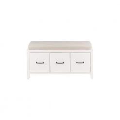 Home Decorators Collection Whitford White Wood Entryway Bench with Cushion and Concealed Storage (38 in. W x 19 in. H)