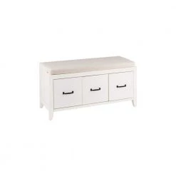 Home Decorators Collection Whitford White Wood Entryway Bench with Cushion and Concealed Storage (38 in. W x 19 in. H) -Home Decorators Soldes white home decorators collection dining benches sk19330ar1 w c3 1000
