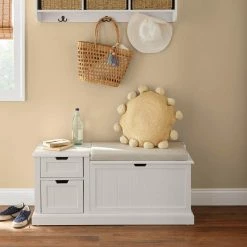 Home Decorators Collection White Wood Entryway Bench with Flip Top and Concealed Storage (46 in. W x 20 in. H) -Home Decorators Soldes white home decorators collection dining benches sk19331br1 w a0 1000