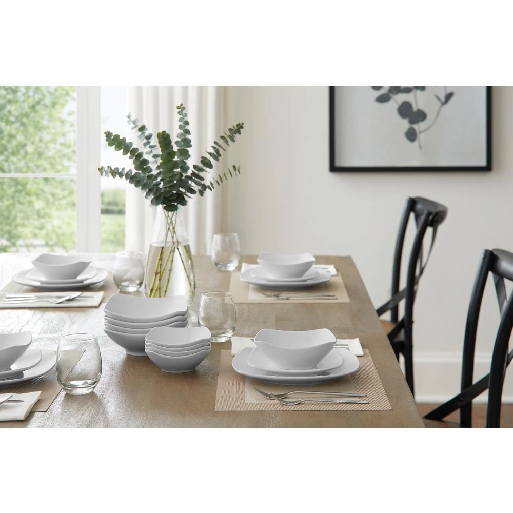 Home Decorators Collection 40-Piece Ceramic Soft Square Dinnerware Set in White (Service for 8) 7 Home Decorators Collection 40-Piece Ceramic Soft Square Dinnerware Set in White (Service for 8) - Image 5
