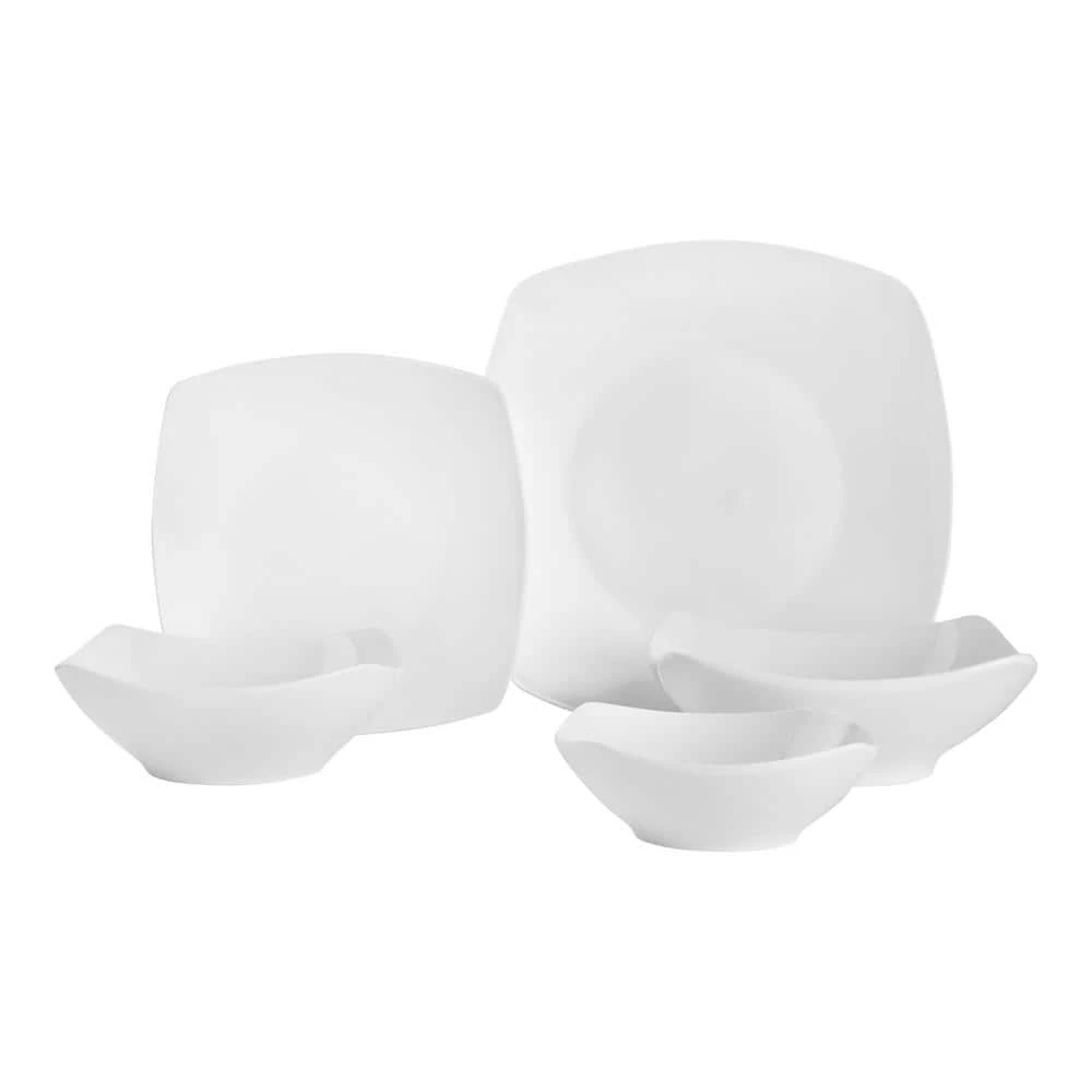 Home Decorators Collection 40-Piece Ceramic Soft Square Dinnerware Set in White (Service for 8) 8 Home Decorators Collection 40-Piece Ceramic Soft Square Dinnerware Set in White (Service for 8) - Image 6