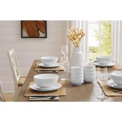 Home Decorators Collection 40-Piece Ceramic Coupe Dinnerware Set in White (Service for 8) -Home Decorators Soldes white home decorators collection dinnerware sets 116730 40r 1d 1000