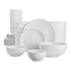 Home Decorators Collection 40-Piece Ceramic Coupe Dinnerware Set in White (Service for 8)
