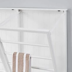 Home Decorators Collection 42 in. H x 44 in. W x 2 in. D White Wood Collapsible Laundry Wall Rack -Home Decorators Soldes white home decorators collection drying racks 20mje2170 a0 1000