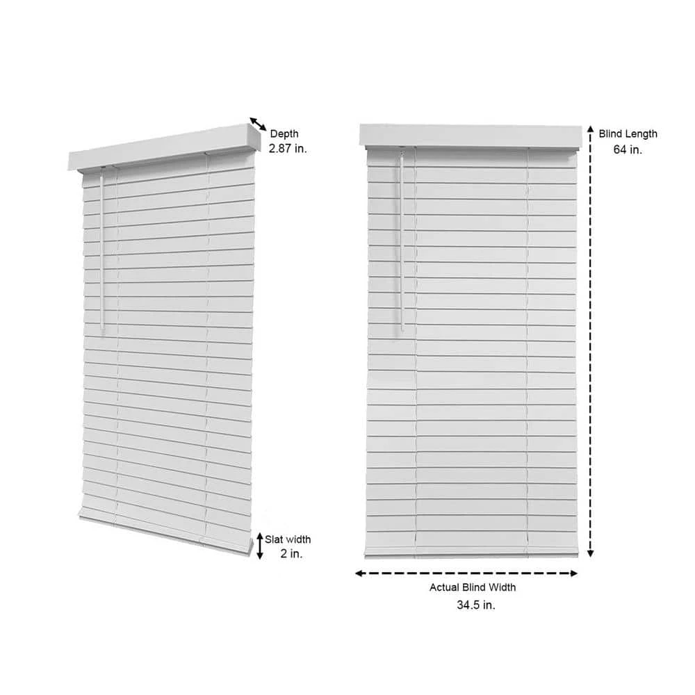 Home Decorators Collection White Cordless Room Darkening 2 in. Faux Wood Blind for Window - 35 in. W x 64 in. L 14 Home Decorators Collection White Cordless Room Darkening 2 in. Faux Wood Blind for Window - 35 in. W x 64 in. L - Image 12