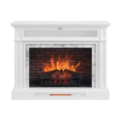 Home Decorators Collection Keighley 52 in. Freestanding Faux Marble Surround Electric Fireplace TV Stand in White -Home Decorators Soldes white home decorators collection freestanding electric fireplaces 1557fm 33 201 e1 1000