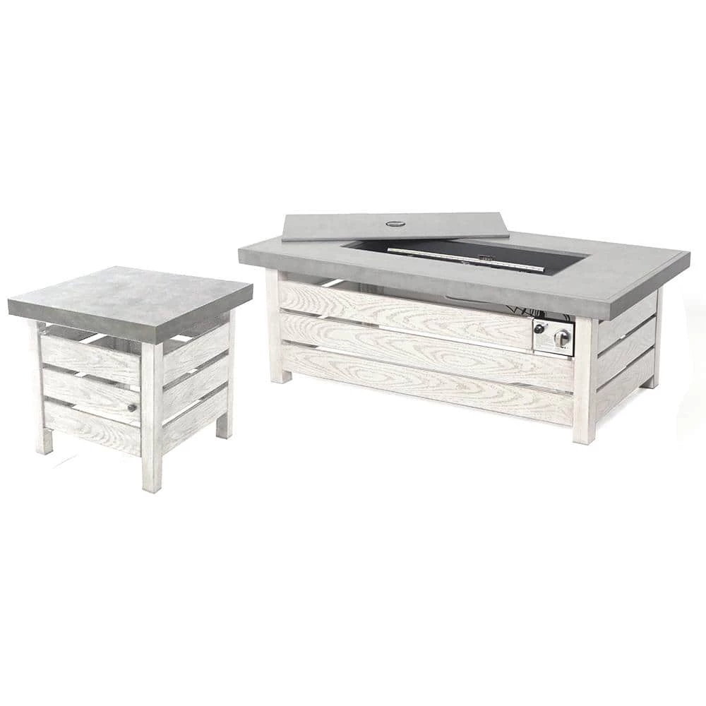 Home Decorators Collection Sunbury 48 in. Steel LP Gas White Low Profile Concrete Tile Top Fire Pit with Tank Holder (Tank Holder) (Box 2) 3 Home Decorators Collection Sunbury 48 in. Steel LP Gas White Low Profile Concrete Tile Top Fire Pit with Tank Holder (Tank Holder) (Box 2)