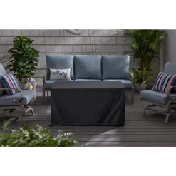 Home Decorators Collection Anaheim 49 in. x 25.5 in. Square Aluminum and Stainless Steel White Gas Fire Pit with Concrete-Look Tile Top -Home Decorators Soldes white home decorators collection gas fire pits 2388fp 4 66 1000