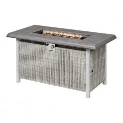 Home Decorators Collection Anaheim 49 in. x 25.5 in. Square Aluminum and Stainless Steel White Gas Fire Pit with Concrete-Look Tile Top -Home Decorators Soldes white home decorators collection gas fire pits 2388fp 4 76 1000