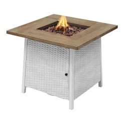 Home Decorators Collection Tucson 30 in. x 25.5 in. Square Steel White Wood-look Tile Top LP Gas Fire Pit -Home Decorators Soldes white home decorators collection gas fire pits 2479fp 4 40 1000
