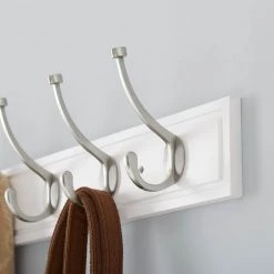 Home Decorators Collection 27 in. White Rack with 5 Satin Nickel Hooks -Home Decorators Soldes white home decorators collection hooks 63090 1d 1000
