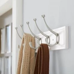 Home Decorators Collection 27 in. White Rack with 5 Satin Nickel Hooks -Home Decorators Soldes white home decorators collection hooks 63090 77 1000